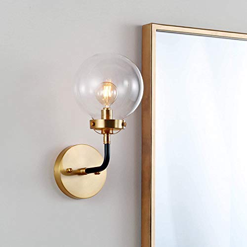 JONATHAN Y JYL9009A Caleb 1-Light 6" Brass Wall Sconce Contemporary Reversible for Bedroom Livingroom Bathroom Hallway, Brass Gold/Black