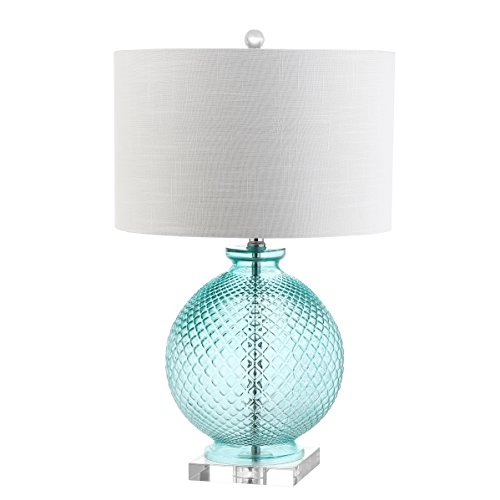 JONATHAN Y JYL2003A Estelle 26" Glass and Crystal LED Table Lamp Coastal Contemporary Bedside Desk Nightstand Lamp for Bedroom Living Room Office College Bookcase LED Bulb Included, Aqua/Clear