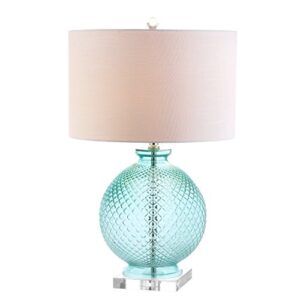 jonathan y jyl2003a estelle 26" glass and crystal led table lamp coastal contemporary bedside desk nightstand lamp for bedroom living room office college bookcase led bulb included, aqua/clear