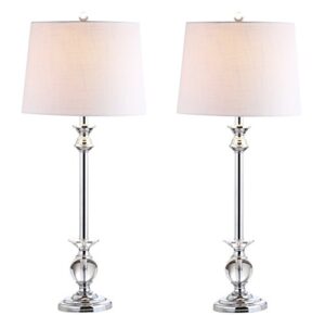 jonathan y jyl2056a-set2 set of 2 table lamps elizabeth 33" crystal/metal led table lamp contemporary bedside desk nightstand lamp for bedroom living room office college bookcase, clear/chrome