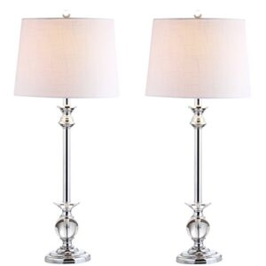 JONATHAN Y JYL2056A-SET2 Set of 2 Table Lamps Elizabeth 33" Crystal/Metal LED Table Lamp Contemporary Bedside Desk Nightstand Lamp for Bedroom Living Room Office College Bookcase, Clear/Chrome