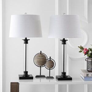 JONATHAN Y JYL1008A-SET2 Set of 2 Table Lamps Mason 30" Glass and Metal LED Table Lamp Bedside Desk Nightstand Lamp for Bedroom Living Room Office College Bookcase LED Bulbs Included, Black/Clear