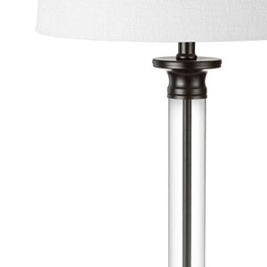 JONATHAN Y JYL1008A-SET2 Set of 2 Table Lamps Mason 30" Glass and Metal LED Table Lamp Bedside Desk Nightstand Lamp for Bedroom Living Room Office College Bookcase LED Bulbs Included, Black/Clear