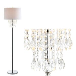 jonathan y jyl2034a abigail 61" crystal/metal led floor lamp contemporary,transitional,traditional,glam for bedrooms, living room, office, reading, clear/chrome