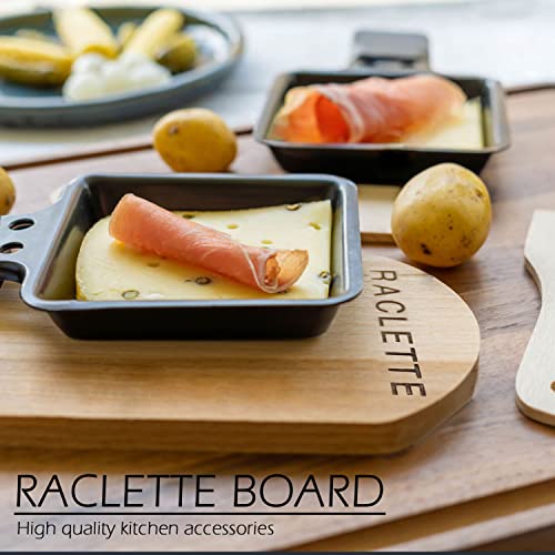 Artestia 8 Pack Raclette Bamboo Trays for Grill Pans Small Handmade Heat-Resistant Bamboo Plates for BBQ Kitchen Dining Family Garthing