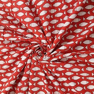 trade star 3 yard 100% cotton printed fabric for dressmaking indian running natural dye fabric for sewing ethnic sanganeri fish print fabric by the yard width 44 inches (pattern 1)