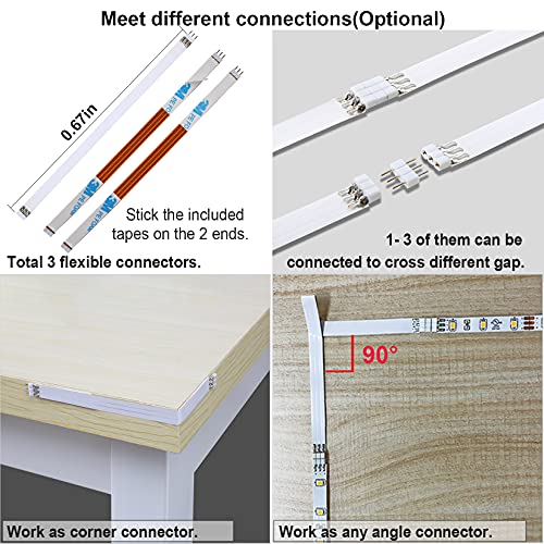 WOBANE Under Cabinet Lighting Kit,Flexible LED Strip Lights Bar,Under Counter Lights for Kitchen,Cupboard,Desk,Monitor Back,Shelf,6.6 Feet Tape Light Set,ETL Listed,120 LEDs,1100lm,2700K WarmWhite