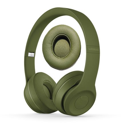 Memory Foam Ear Pads - Protein Leather Replacement Parts Compatible with Beats Solo 2.0 / Solo 3.0 Wireless/Wired On Ear Headphone(1 Pair) (Army Green)