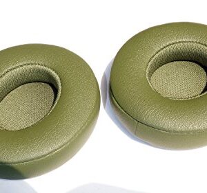 Memory Foam Ear Pads - Protein Leather Replacement Parts Compatible with Beats Solo 2.0 / Solo 3.0 Wireless/Wired On Ear Headphone(1 Pair) (Army Green)