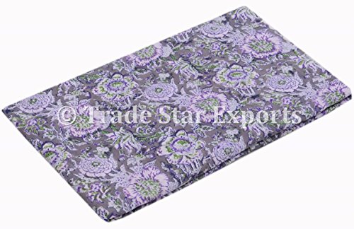 Trade Star 3 Yard Block Print Dressmaking Fabric 100% Cotton Floral Print Fabric for Sewing Crafting Ethnic Running Natural Dye Sanganeri Indian Fabric by The Yard Width 44 Inches (Pattern 4)