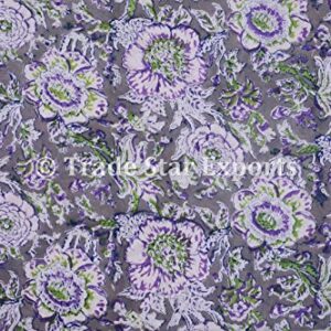 Trade Star 3 Yard Block Print Dressmaking Fabric 100% Cotton Floral Print Fabric for Sewing Crafting Ethnic Running Natural Dye Sanganeri Indian Fabric by The Yard Width 44 Inches (Pattern 4)