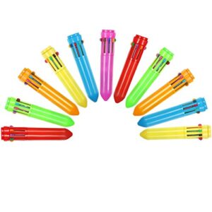 Frienda 24 Pieces 10-in-1 Retractable Ballpoint Pens shuttle pens Multicolor Pens Colorful Retractable Mini Shuttle Pens for Office School Supplies Students Children Kids