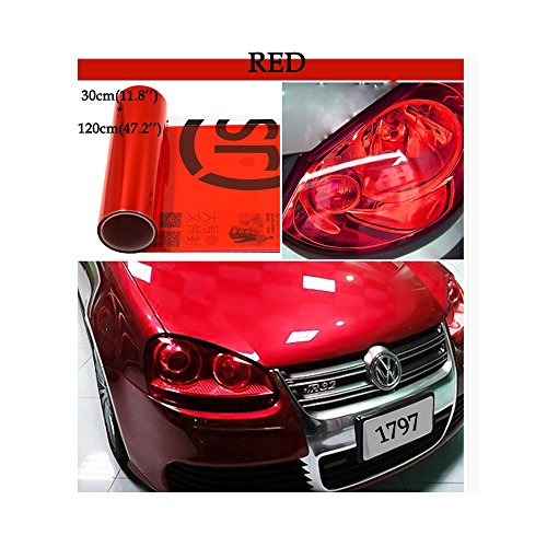 1797 Car Light Tint Film Headlight Fog Light Taillight Red Tinted Vinyl Tail Back Color Sticker Self Adhesive Shiny Chameleon Accessories Parts 48''x12'' 1pc