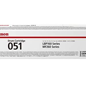 Canon Genuine-Drum, Cartridge 051 Black (2170C001), 1 Pack, for Canon imageCLASS MF269dw, MF267dw, MF264dw, LBP162dw Laser Printers