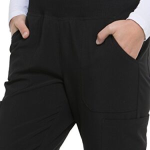 EDS Essentials Scrubs for Women, Yoga-Inspired Pull-On Pant with Four-Way Stretch and Moisture Wicking DK005, M, Black