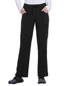 dickies eds essentials scrubs for women, drawstring cargo scrub pants with four-way stretch and moisture wicking dk010, xl, black