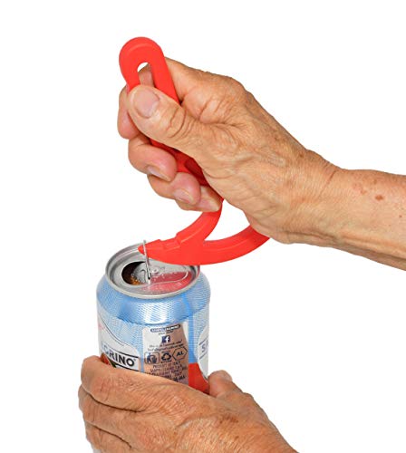 Safe Ring Pull Can Opener Protects Nails Arthritis Hands | Red - by Home-X