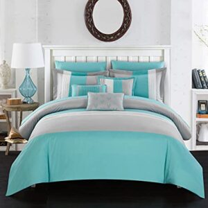 Chic Home 10 Piece Ayelet Comforter Set, King, Turquoise