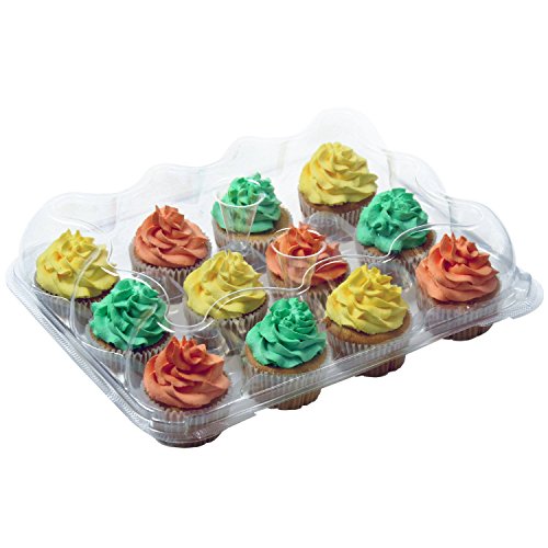 OccasionWise Premium Large Clear Cupcake Boxes with 12 Compartments | Durable Cup Cake Container/Holder to Keep Your Cupcakes or Muffins Delicious and Fresh Longer | Pack of 4