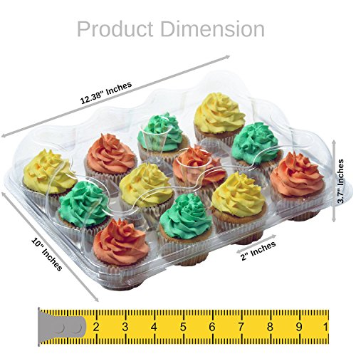 OccasionWise Premium Large Clear Cupcake Boxes with 12 Compartments | Durable Cup Cake Container/Holder to Keep Your Cupcakes or Muffins Delicious and Fresh Longer | Pack of 4