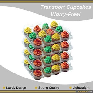 OccasionWise Premium Large Clear Cupcake Boxes with 12 Compartments | Durable Cup Cake Container/Holder to Keep Your Cupcakes or Muffins Delicious and Fresh Longer | Pack of 4