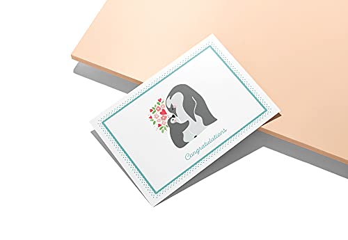 Twigs Paper Baby Shower Congratulations Cards with Envelopes for Mothers, Fathers, and Couples, Set of 12, Personalized Blank Cardstock, Celebration Welcome for Boys and Girls, Made in USA