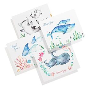 twigs baby shower thank you cards - 12 set - thick, blank greeting card assortment with envelopes - 5.5 x 4.25 in. all occasion stationery paper - made in usa