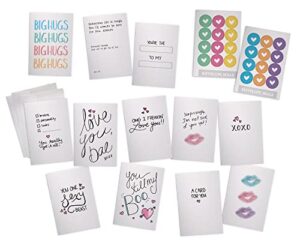 romantic & funny love notes card set - 24 cards with envelopes & sticker seals - 12 cute & sassy designs for valentines day & anniversaries
