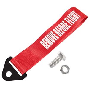 dorhea racing tow strap red high strength tow strap universal cars set belt nylon strap traction rope trailer hook compatible with front or rear bumper towing hooks decorative trailer belt (red)