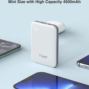 TG90° 4500mah Mini Portable Charger with Built-in Cable, Small Power Bank Portable Cell Phone Charger Compatible with iPhone 13/13 Pro Max/12/12 Pro Max/11/11 Pro Max/X/XS/8/7/6/SE and More