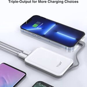 TG90° 4500mah Mini Portable Charger with Built-in Cable, Small Power Bank Portable Cell Phone Charger Compatible with iPhone 13/13 Pro Max/12/12 Pro Max/11/11 Pro Max/X/XS/8/7/6/SE and More