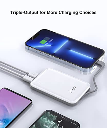 TG90° 4500mah Mini Portable Charger with Built-in Cable, Small Power Bank Portable Cell Phone Charger Compatible with iPhone 13/13 Pro Max/12/12 Pro Max/11/11 Pro Max/X/XS/8/7/6/SE and More