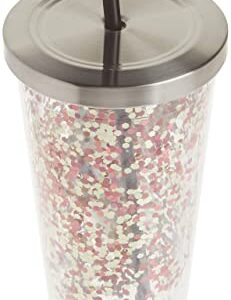 Spoontiques - Glitter Filled Acrylic Tumbler - Glitter Cup with Straw - 20 oz - Stainless Steel Locking Lid with Straw - Double Wall Insulated - BPA Free - Elvis Presley