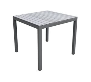 armen living bistro patio dining table, grey powder coated finish, 35 x 30 x 35