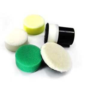 Maxshine 1” Foam Polishing Pads Kit – Specially Designed for Polishing Tiny Spots, Comes with 1” Wool, Cutting, Polishing, Finishing Pads, and 1” Hook & Loop Backing Plate 5/8” Thread