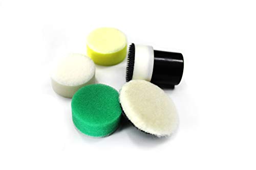 Maxshine 1” Foam Polishing Pads Kit – Specially Designed for Polishing Tiny Spots, Comes with 1” Wool, Cutting, Polishing, Finishing Pads, and 1” Hook & Loop Backing Plate 5/8” Thread