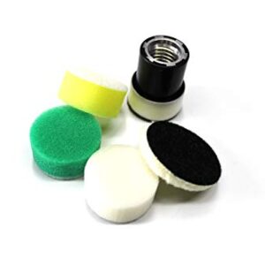 Maxshine 1” Foam Polishing Pads Kit – Specially Designed for Polishing Tiny Spots, Comes with 1” Wool, Cutting, Polishing, Finishing Pads, and 1” Hook & Loop Backing Plate 5/8” Thread