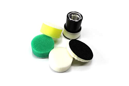 Maxshine 1” Foam Polishing Pads Kit – Specially Designed for Polishing Tiny Spots, Comes with 1” Wool, Cutting, Polishing, Finishing Pads, and 1” Hook & Loop Backing Plate 5/8” Thread