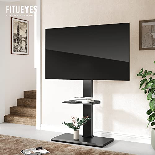 FITUEYES Floor TV Stand with Swivel Mount for 50-80 Inch Large LCD/LED TVs, Tall Corner TV Stands for Bedroom and Living Room, Easy to Assemble, Hold Up to 110 lbs,Black,TT208001MB