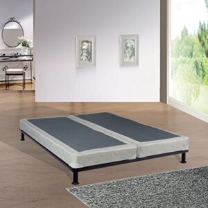 Mattress Solution Fully Assembled Low Profile Split Wood Traditional Boxspring/Foundation, Queen, White