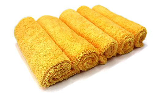 Maxshine 380GSM 5pcs Professional Zero Crazy Edgeless Microfiber Towel Set (Yellow, 16"x24")