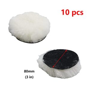 Antrader 3" Woolen Buffer Pads Car Polishing Pads,Wool Cutting Pad Pack of 10