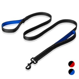 rabbitgoo dog leash 6ft long, heavy duty leash with 2 padded traffic handles, hands free leash for control safety training, reflective walking lead for small, medium, large dogs