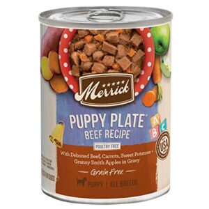 merrick grain free wet puppy food puppy plate beef recipe - 12.7 ounce (pack of 12)