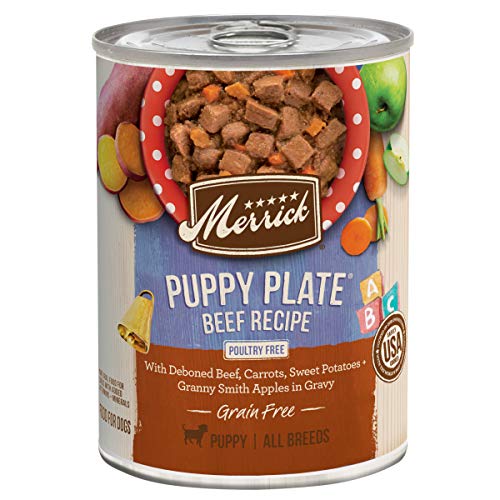 Merrick Grain Free Wet Puppy Food Puppy Plate Beef Recipe - 12.7 Ounce (Pack of 12)