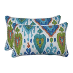 pillow perfect outdoor/indoor paso caribe lumbar pillows, 11.5" x 18.5", blue, 2 count
