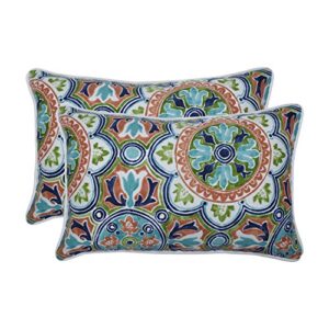 pillow perfect outdoor | indoor lagoa tile flamingo rectangular throw pillow (set of 2), blue