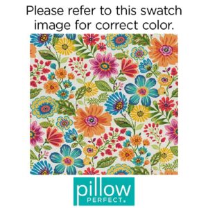 Pillow Perfect Bright Floral Outdoor Throw Accent Pillow, Plush Fill, Weather, and Fade Resistant, Small Lumbar - 11.5" x 18.5", Blue/Purple Gregoire, 2 Count