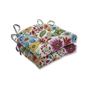 Pillow Perfect Outdoor/Indoor Gregoire Prima Reversible Chair Pads, 15.5" x 16", Floral, 2 Pack