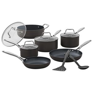 amazon brand – stone & beam 12-piece kitchen cookware set, pots and pans, hard-anodized non-stick aluminum